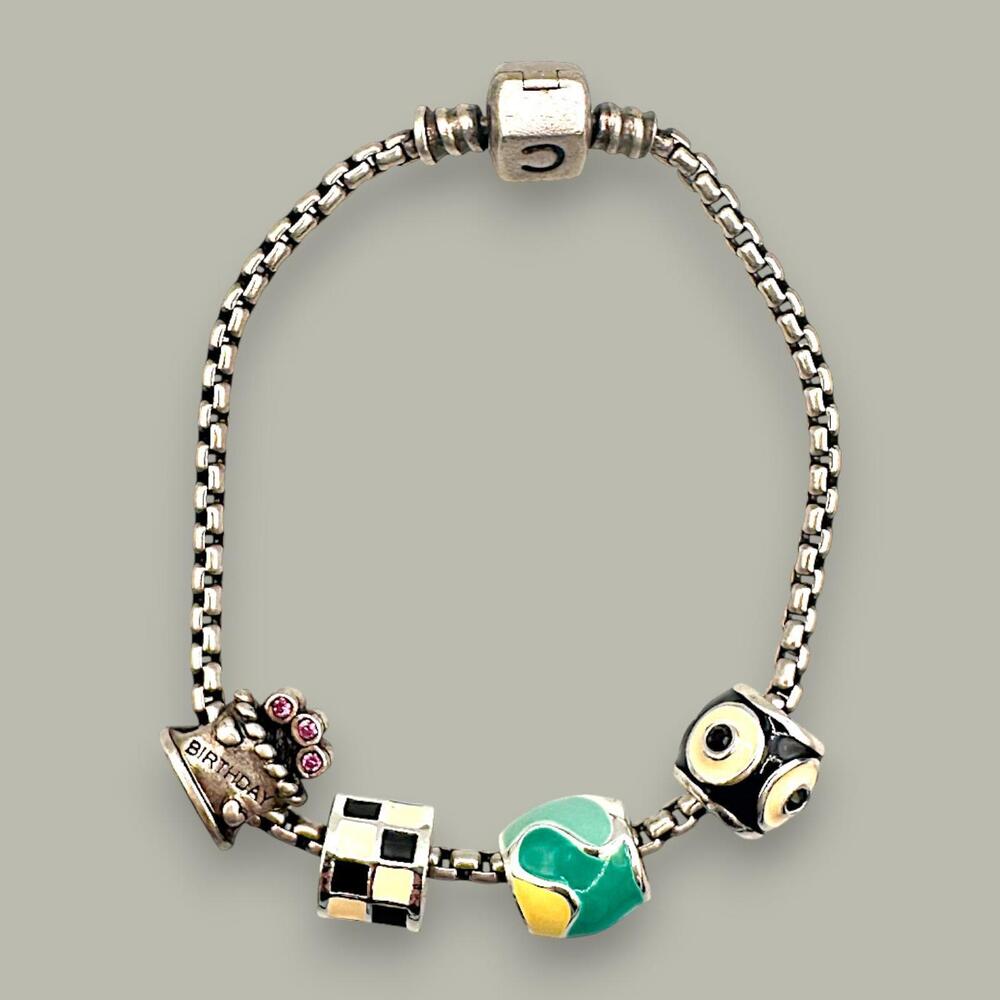 Vintage Sterling Silver 925 Chamilia Charm Bracelet 7.5 Inch